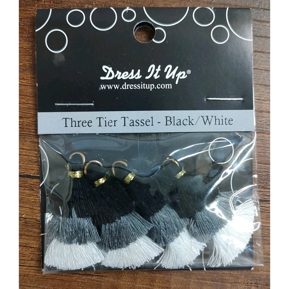 Dress It Up Jesse James Shag Black Gray White Three Tier Tassel Craft Item B6